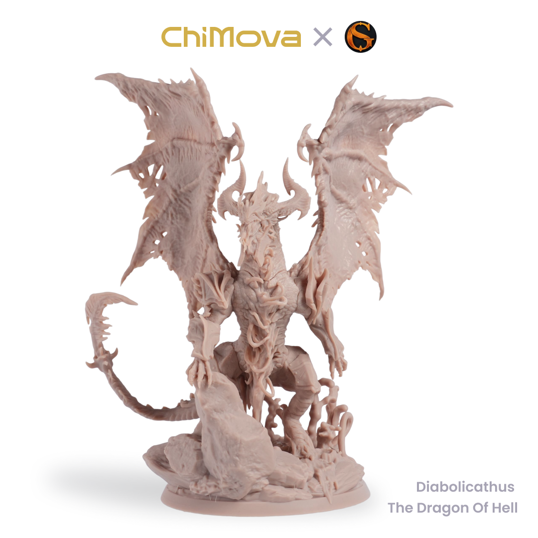 SolGood Creations Labarathrax the Slow Burn unpainted 75mm display model for DND tabletop gaming and collectors, view 1
