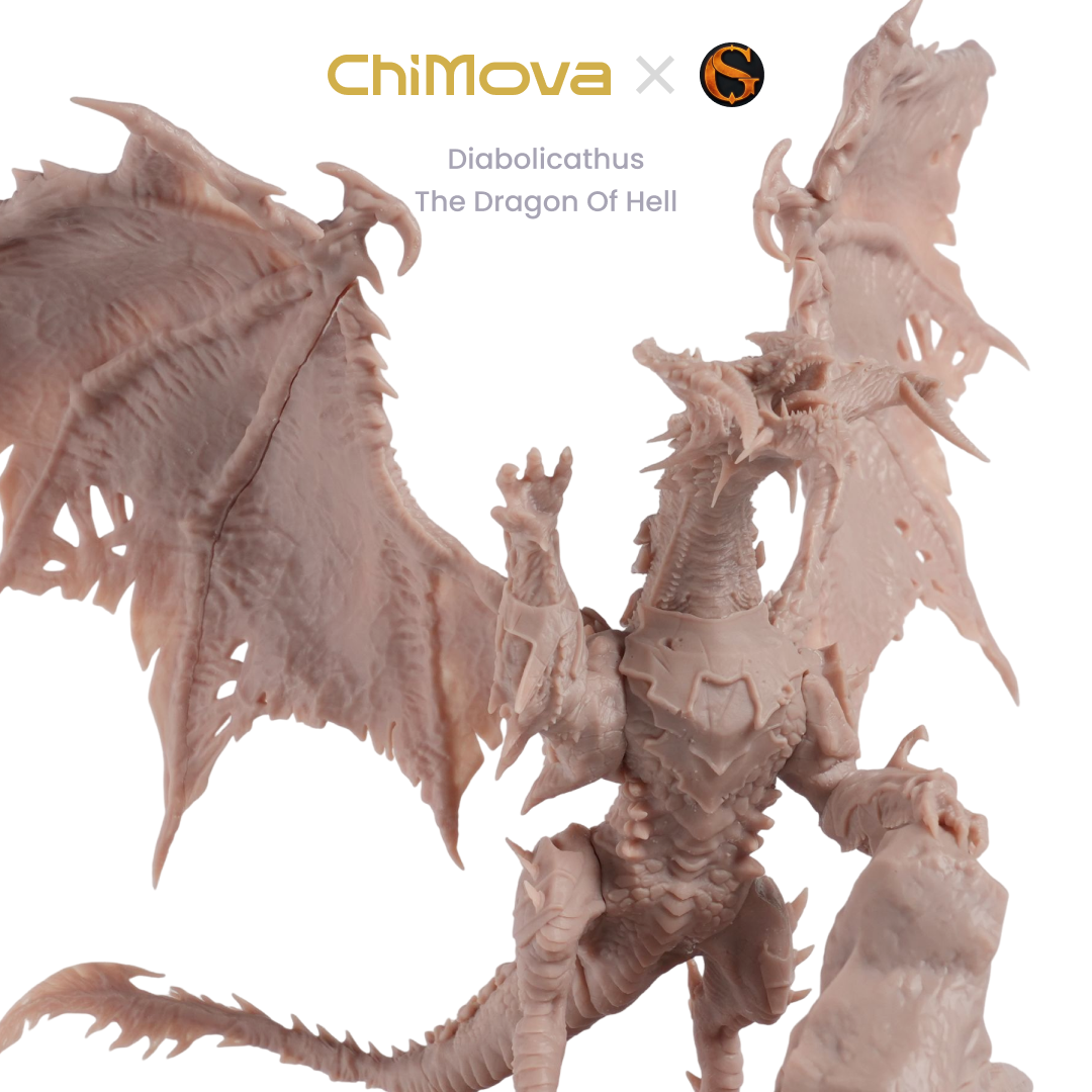 SolGood Creations Diabolicathus, the Dragon of Hell unpainted dragon miniature for DND tabletop gaming and collectors, view 4