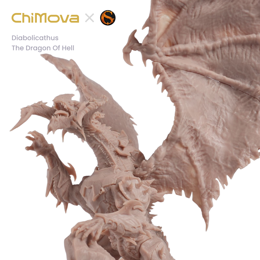 SolGood Creations Diabolicathus, the Dragon of Hell unpainted dragon miniature for DND tabletop gaming and collectors, view 5