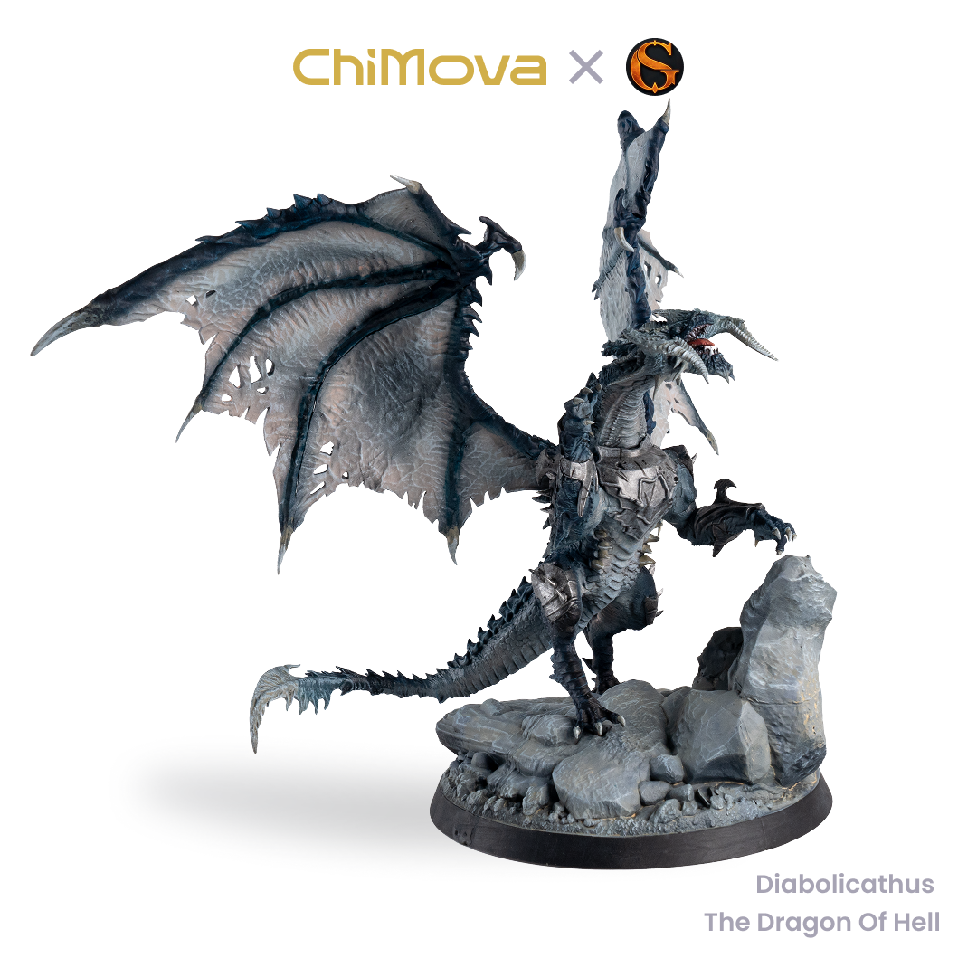 SolGood Creations Diabolicathus, the Dragon of Hell hand painted 75mm display model for DND tabletop gaming and collectors, view 3