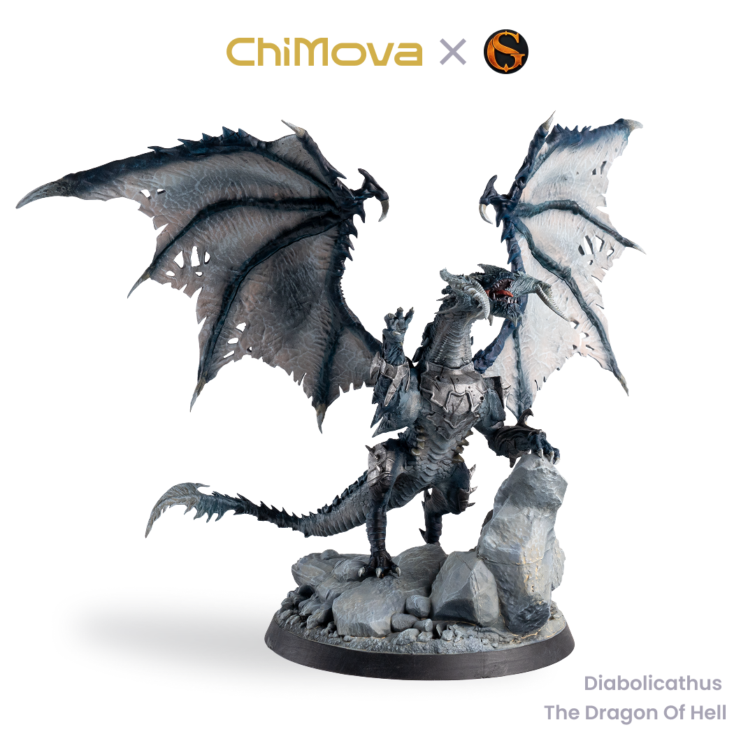 SolGood Creations Diabolicathus, the Dragon of Hell hand painted 75mm display model for DND tabletop gaming and collectors, view 1