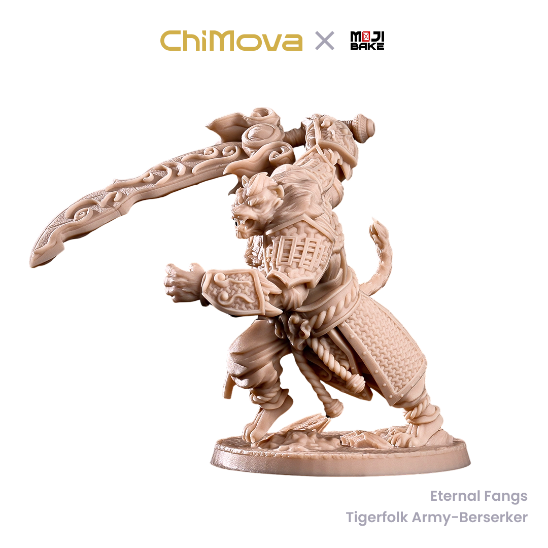 Mojibake Collectibles Eternal Fangs: Tigerfolk Army Pack unpainted 32mm resin miniature set for DND tabletop gaming and collectors, view 4