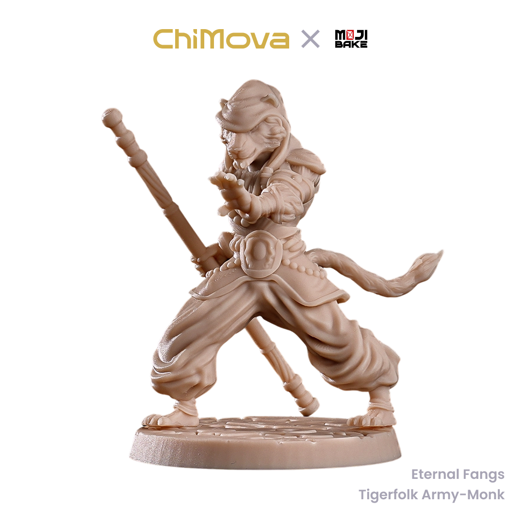 Mojibake Collectibles Eternal Fangs: Tigerfolk Army Pack unpainted 32mm resin miniature set for DND tabletop gaming and collectors, view 6