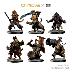 Mojibake Collectibles: Eternal Fangs: Battle for Xiuyu - Hand-Painted Tigerfolk Army Set - Hand Painted 32mm Miniature Set for DND
