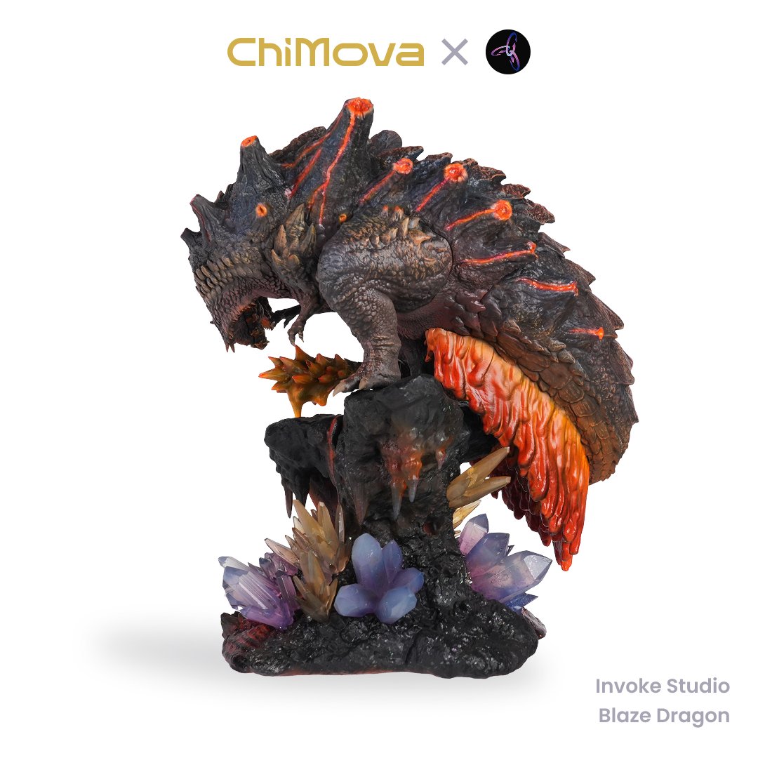 Invoke Studio Blaze Dragon hand painted display model for DND tabletop gaming and collectors, view 2