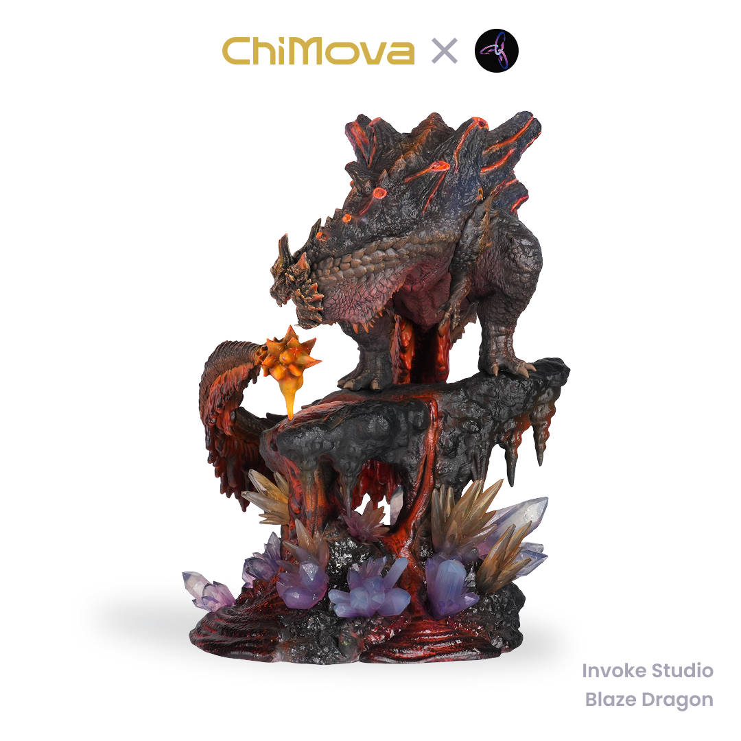 Invoke Studio Blaze Dragon hand painted display model for DND tabletop gaming and collectors, view 3