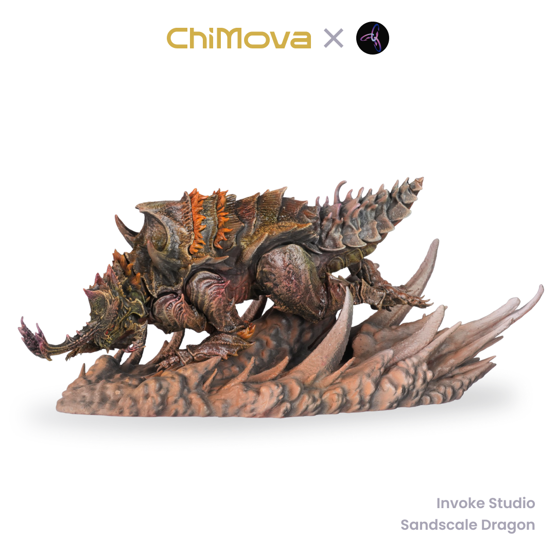 Invoke Studio Sandscale Dragon hand painted display model for DND tabletop gaming and collectors, view 1