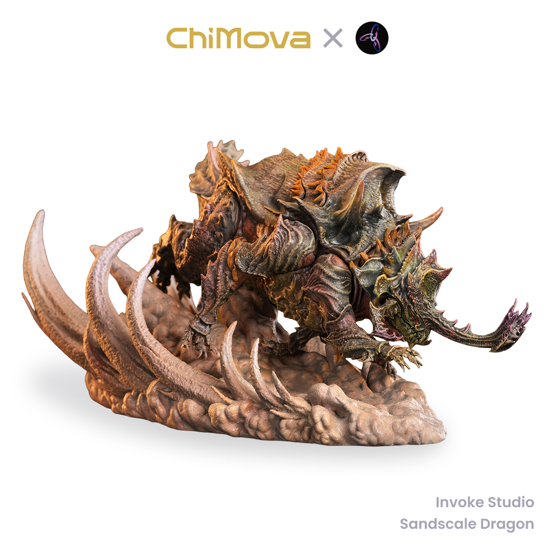 Invoke Studio Sandscale Dragon hand painted display model for DND tabletop gaming and collectors, view 2