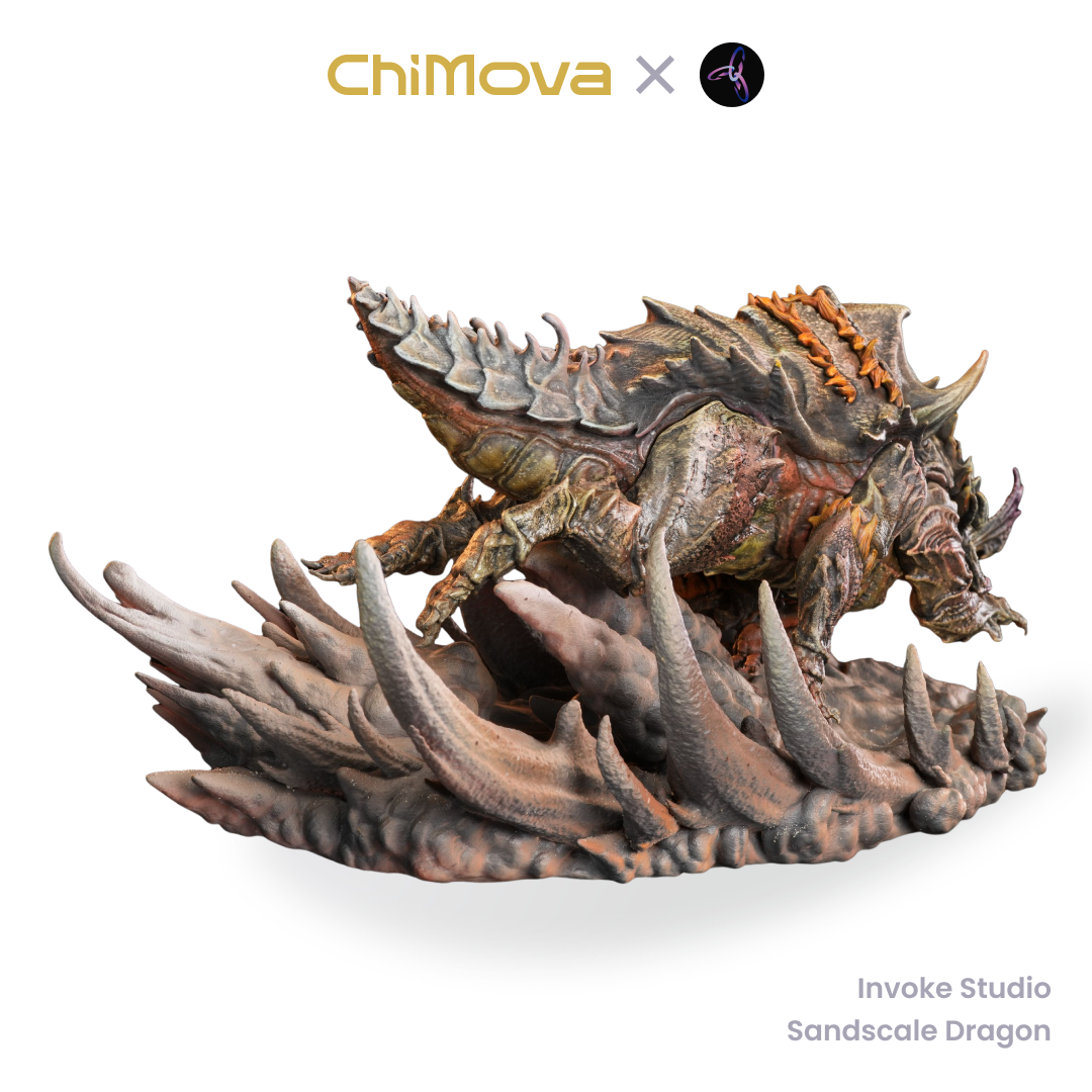 Invoke Studio Sandscale Dragon hand painted display model for DND tabletop gaming and collectors, view 3