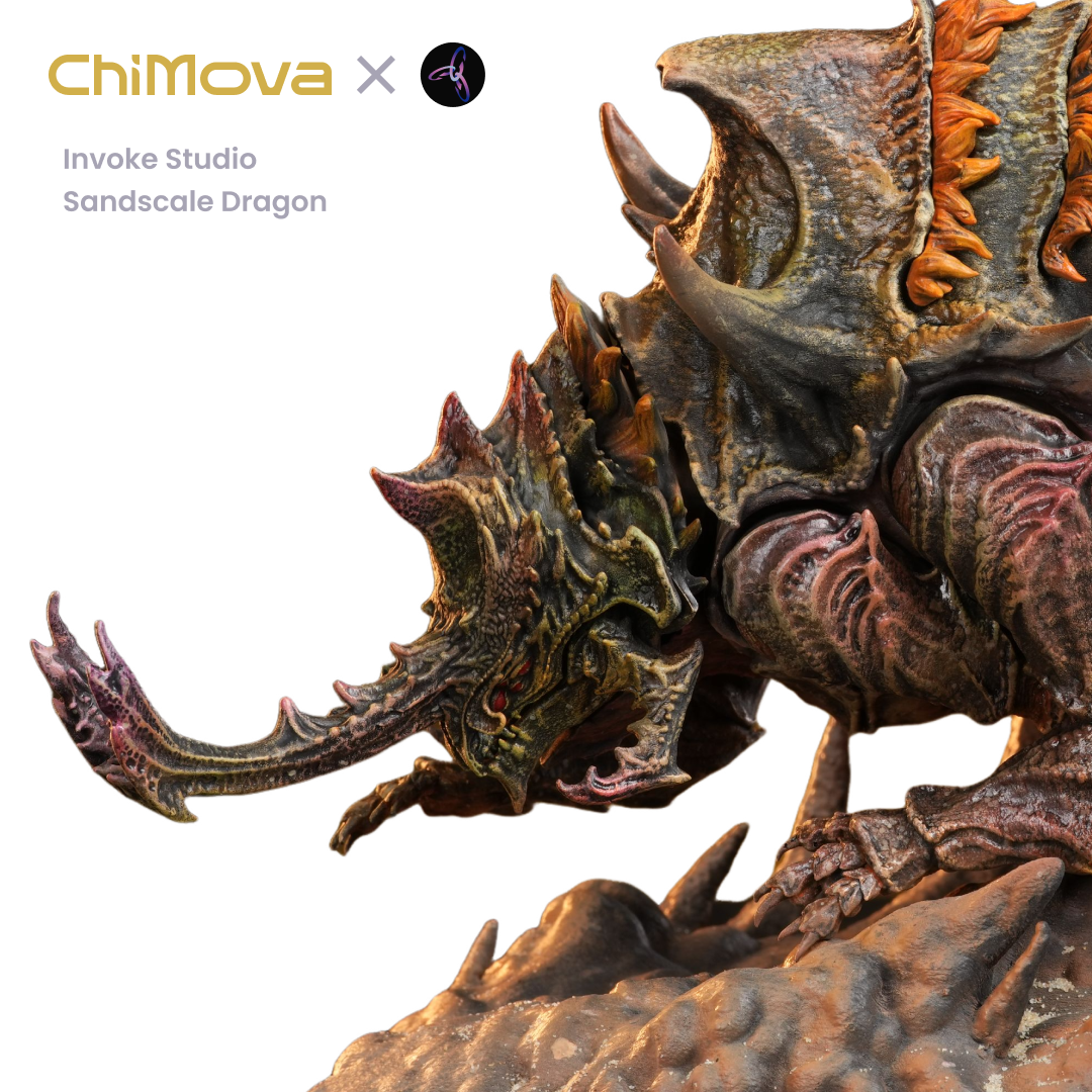Invoke Studio Sandscale Dragon hand painted display model for DND tabletop gaming and collectors, view 4