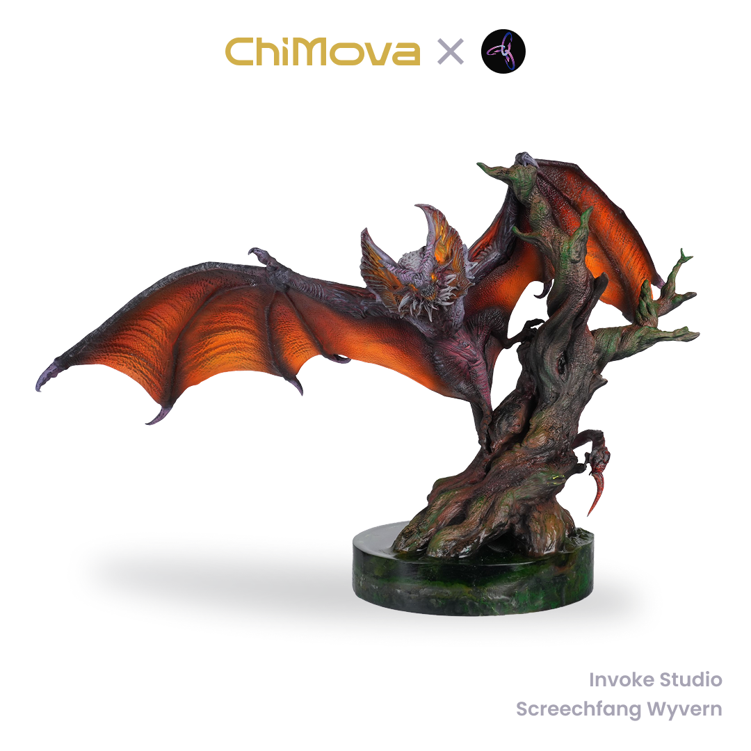Invoke Studio Screechfang Wyvern hand painted display model for DND tabletop gaming and collectors, view 1