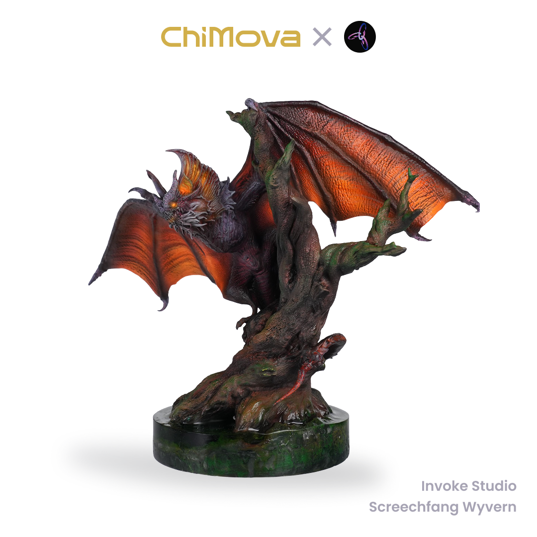 Invoke Studio Screechfang Wyvern hand painted display model for DND tabletop gaming and collectors, view 2