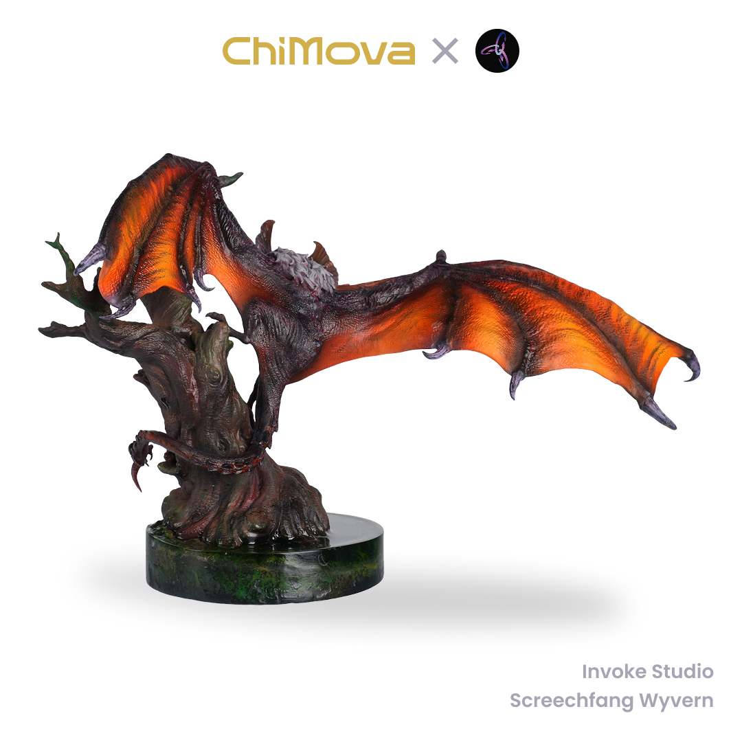 Invoke Studio Screechfang Wyvern hand painted display model for DND tabletop gaming and collectors, view 3