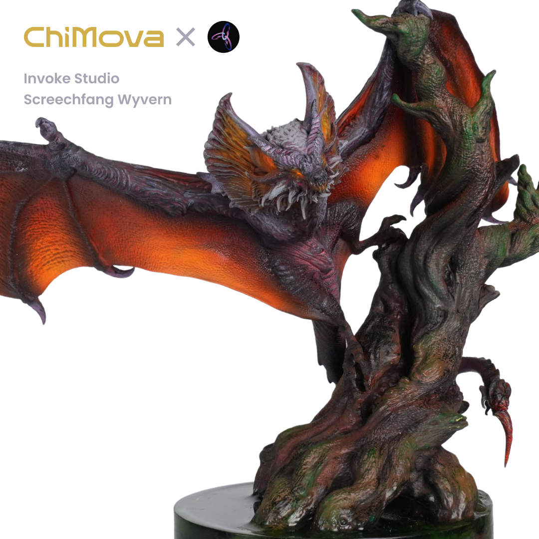 Invoke Studio Screechfang Wyvern hand painted display model for DND tabletop gaming and collectors, view 4