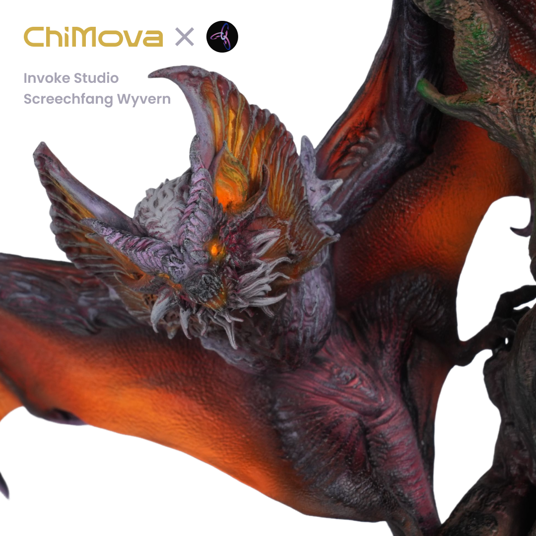 Invoke Studio Screechfang Wyvern hand painted display model for DND tabletop gaming and collectors, view 5
