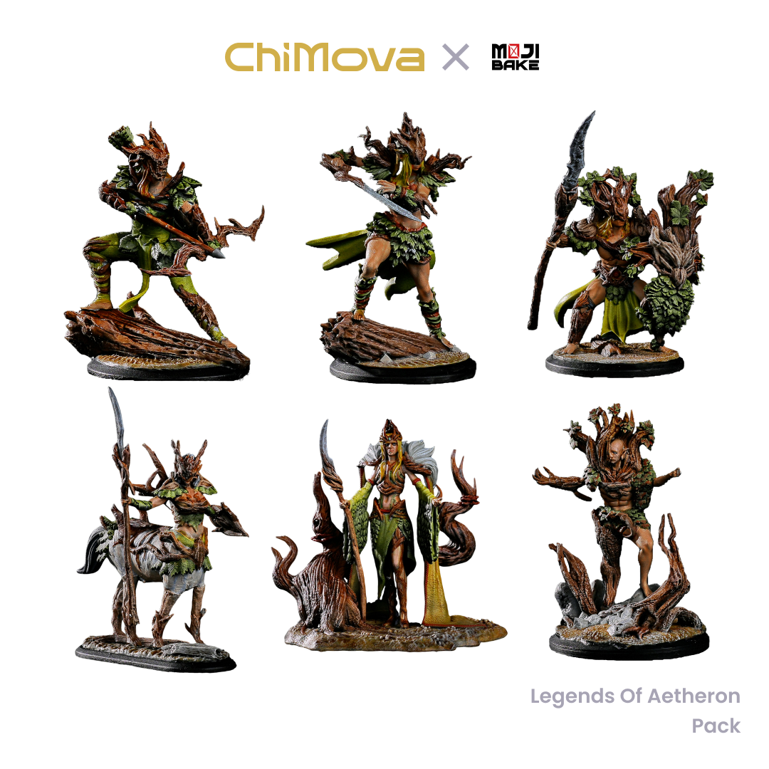 Mojibake Collectibles: Legends of Aetheron: Sylvan Elf Army Pack - Hand Painted 32mm Resin Miniature Set for DND & Tabletop