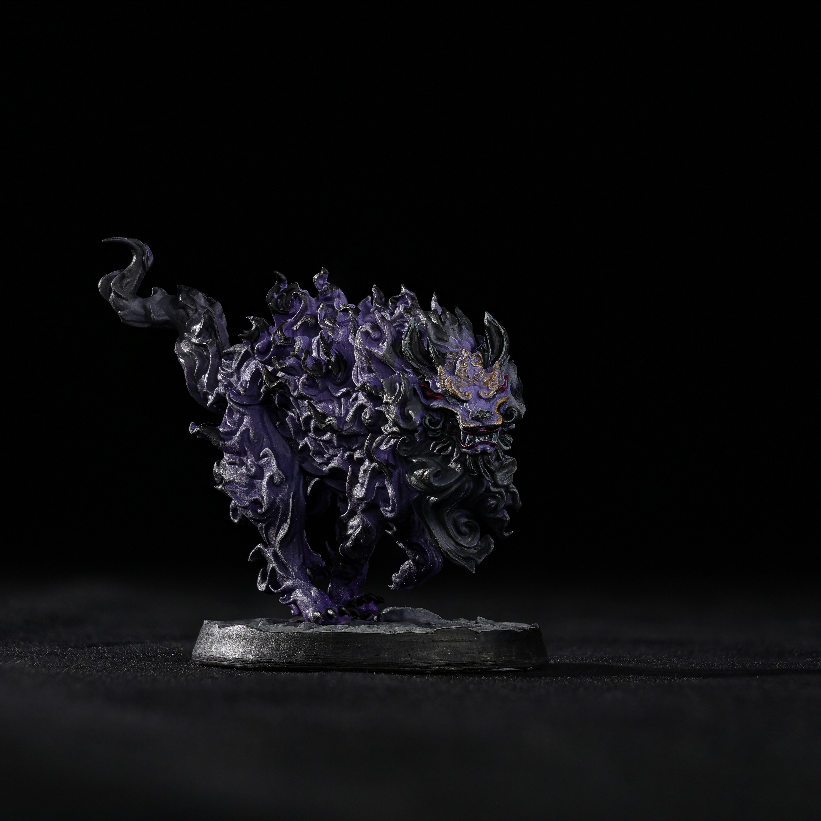 Pro-painted 32mm Shadow Beast miniature from Battle for Xiuyu series, running attack hybrid proxy for fantasy wargames.