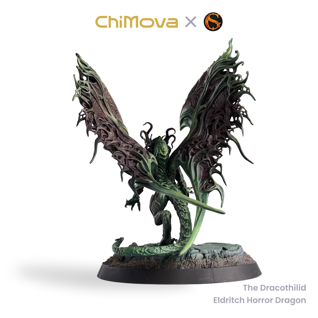 SolGood Creations The Dracothilid, Eldritch Horror Dragon hand painted dragon miniature for DND tabletop gaming and collectors, view 2