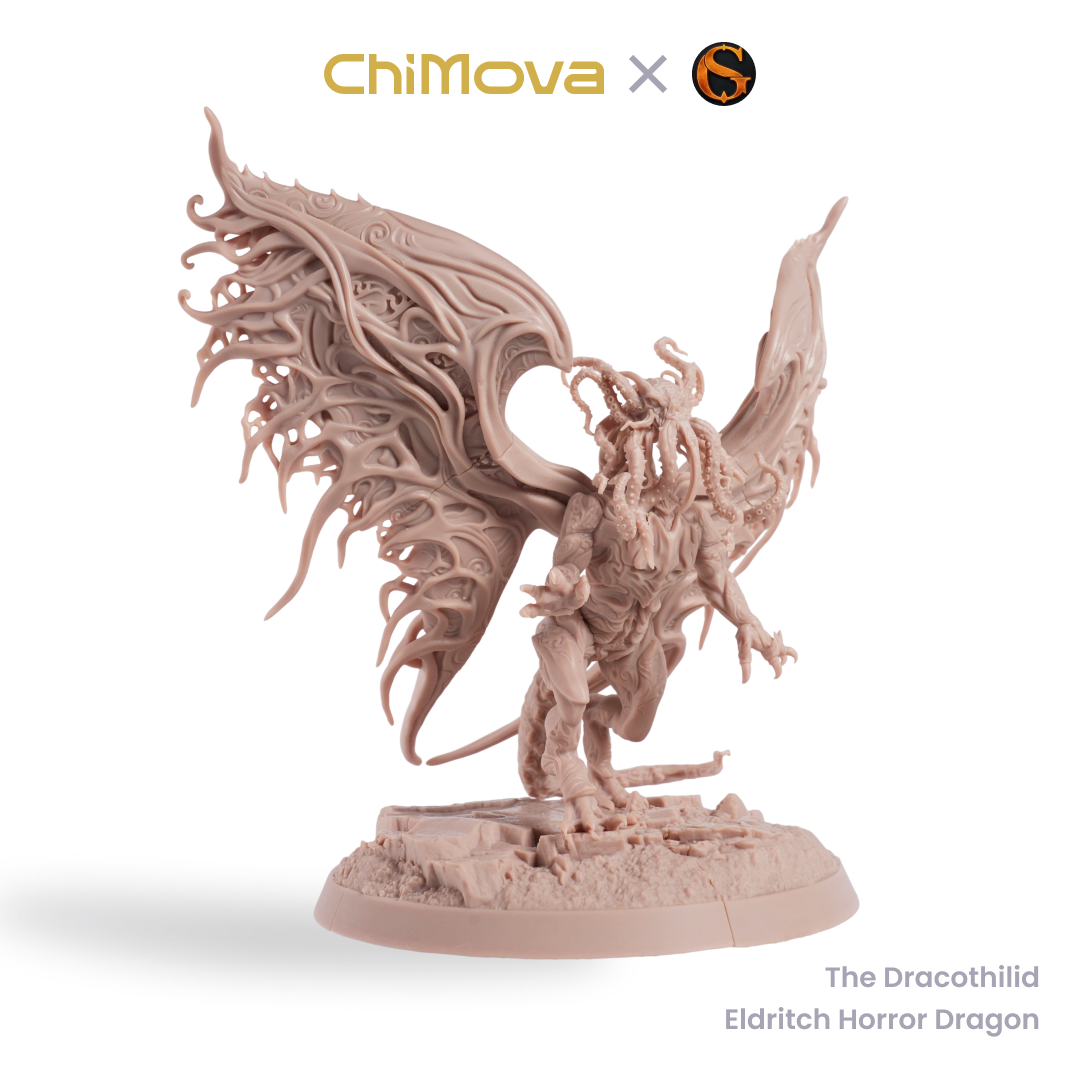 SolGood Creations The Dracothilid, Eldritch Horror Dragon unpainted dragon miniature for DND tabletop gaming and collectors, view 2