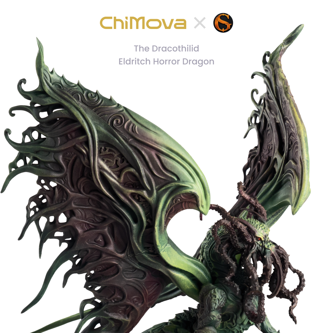 SolGood Creations The Dracothilid, Eldritch Horror Dragon hand painted dragon miniature for DND tabletop gaming and collectors, view 3