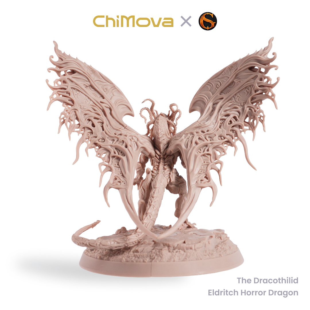 SolGood Creations The Dracothilid, Eldritch Horror Dragon unpainted dragon miniature for DND tabletop gaming and collectors, view 3