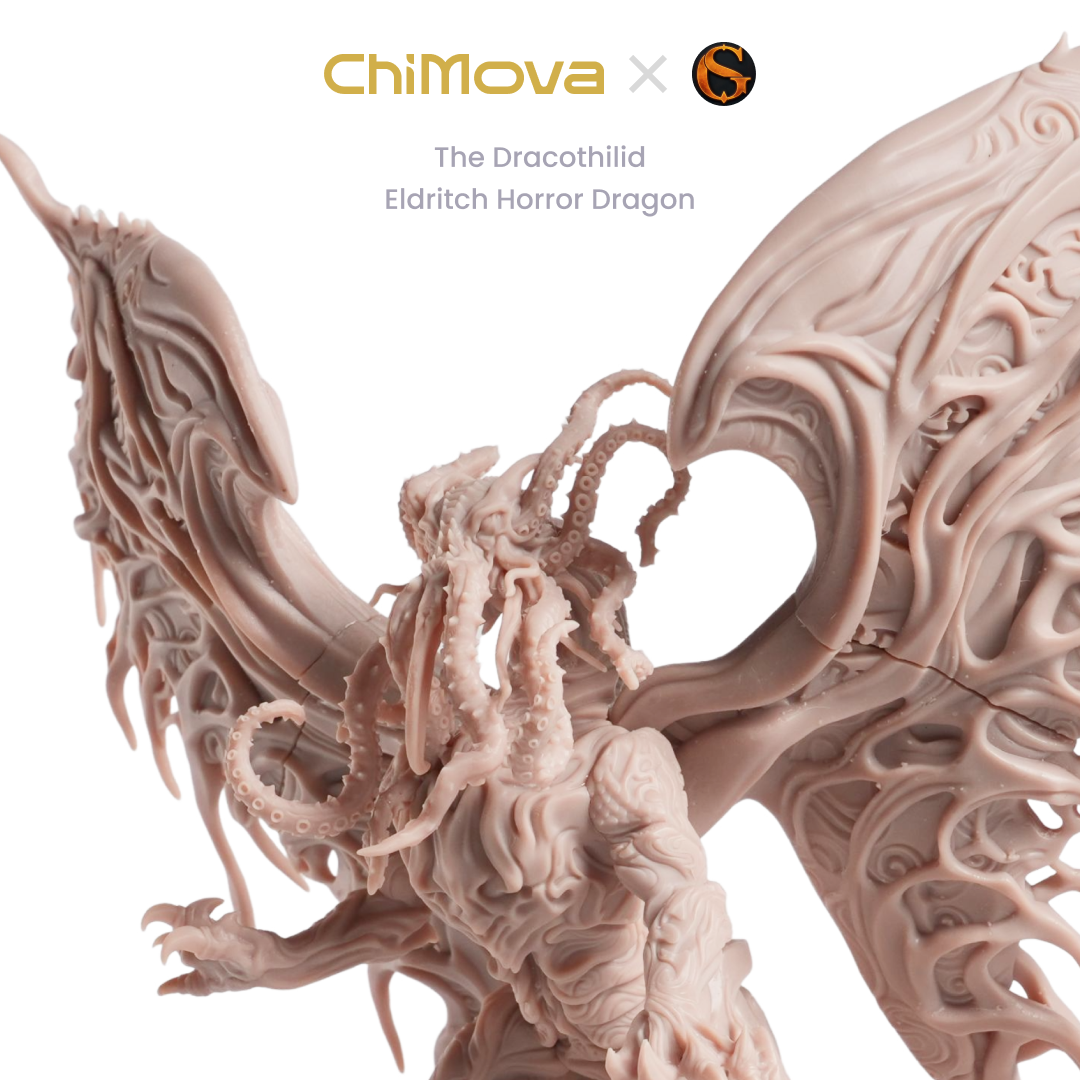 SolGood Creations The Dracothilid, Eldritch Horror Dragon unpainted dragon miniature for DND tabletop gaming and collectors, view 4