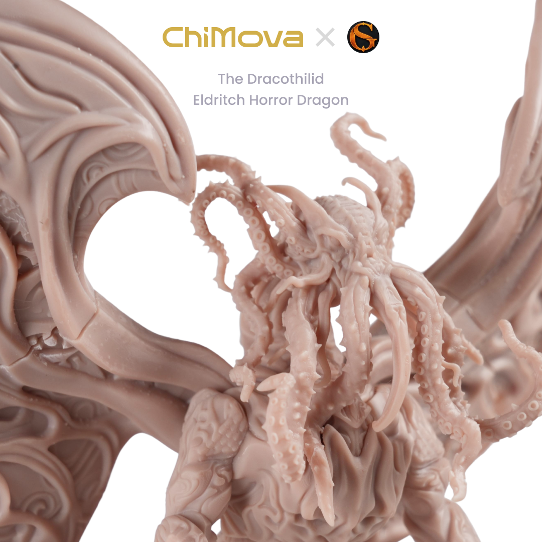 SolGood Creations The Dracothilid, Eldritch Horror Dragon unpainted dragon miniature for DND tabletop gaming and collectors, view 5