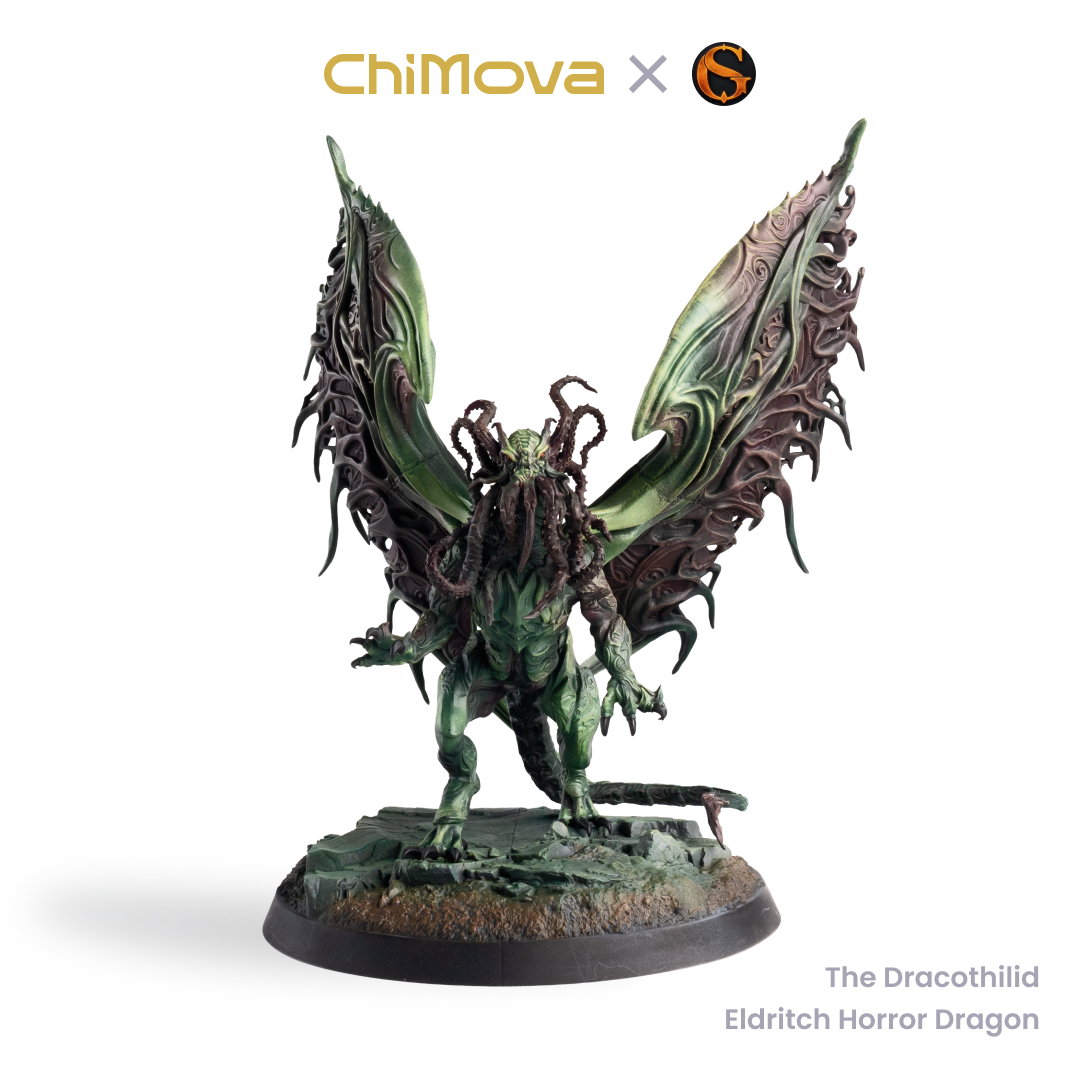 SolGood Creations The Dracothilid, Eldritch Horror Dragon hand painted dragon miniature for DND tabletop gaming and collectors, view 5