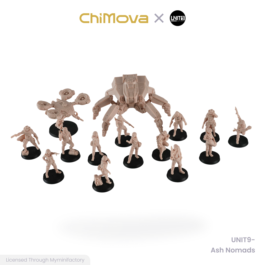 UNIT9 The Zero Ash Nomads unpainted 32mm resin miniature set for DND tabletop gaming and collectors, view 1