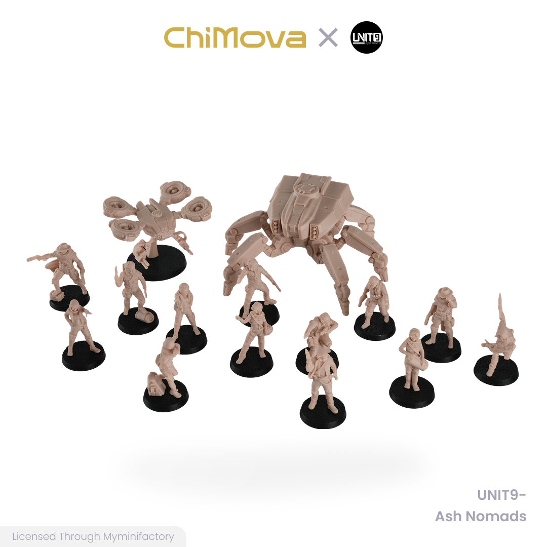 UNIT9 The Zero Ash Nomads unpainted 32mm resin miniature set for DND tabletop gaming and collectors, view 2