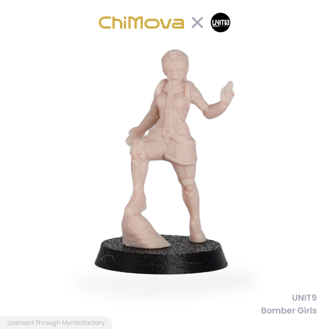 UNIT9 Bomber Girls unpainted 32mm resin miniature set for DND tabletop gaming and collectors, view 4