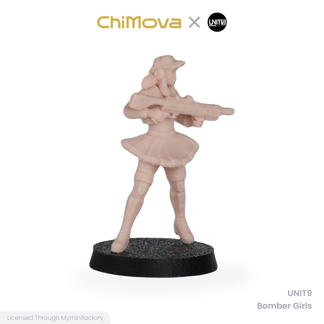 UNIT9 Bomber Girls unpainted 32mm resin miniature set for DND tabletop gaming and collectors, view 6