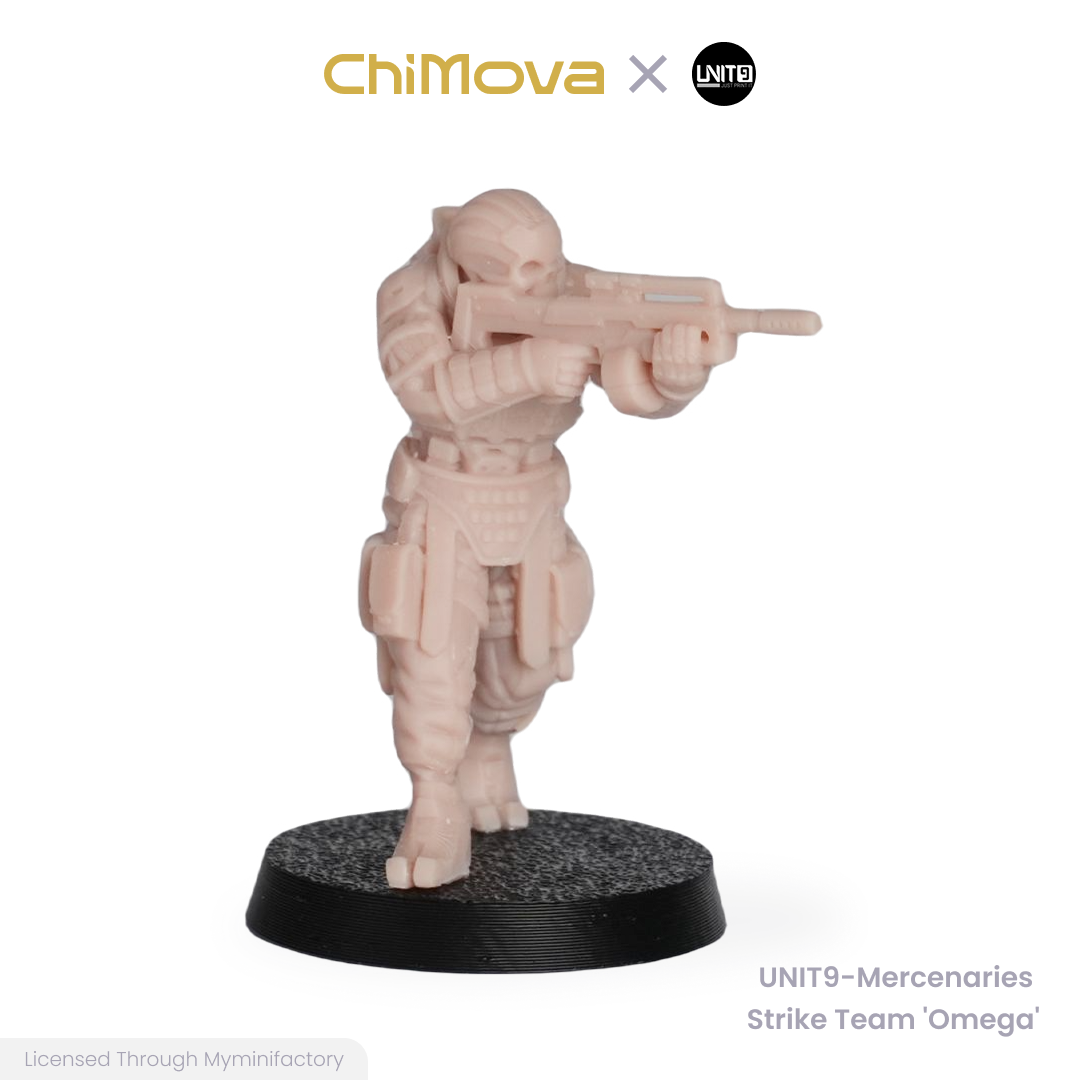 UNIT9 Mercenaries Strike team 'Omega' unpainted 32mm resin miniature set for DND tabletop gaming and collectors, view 7