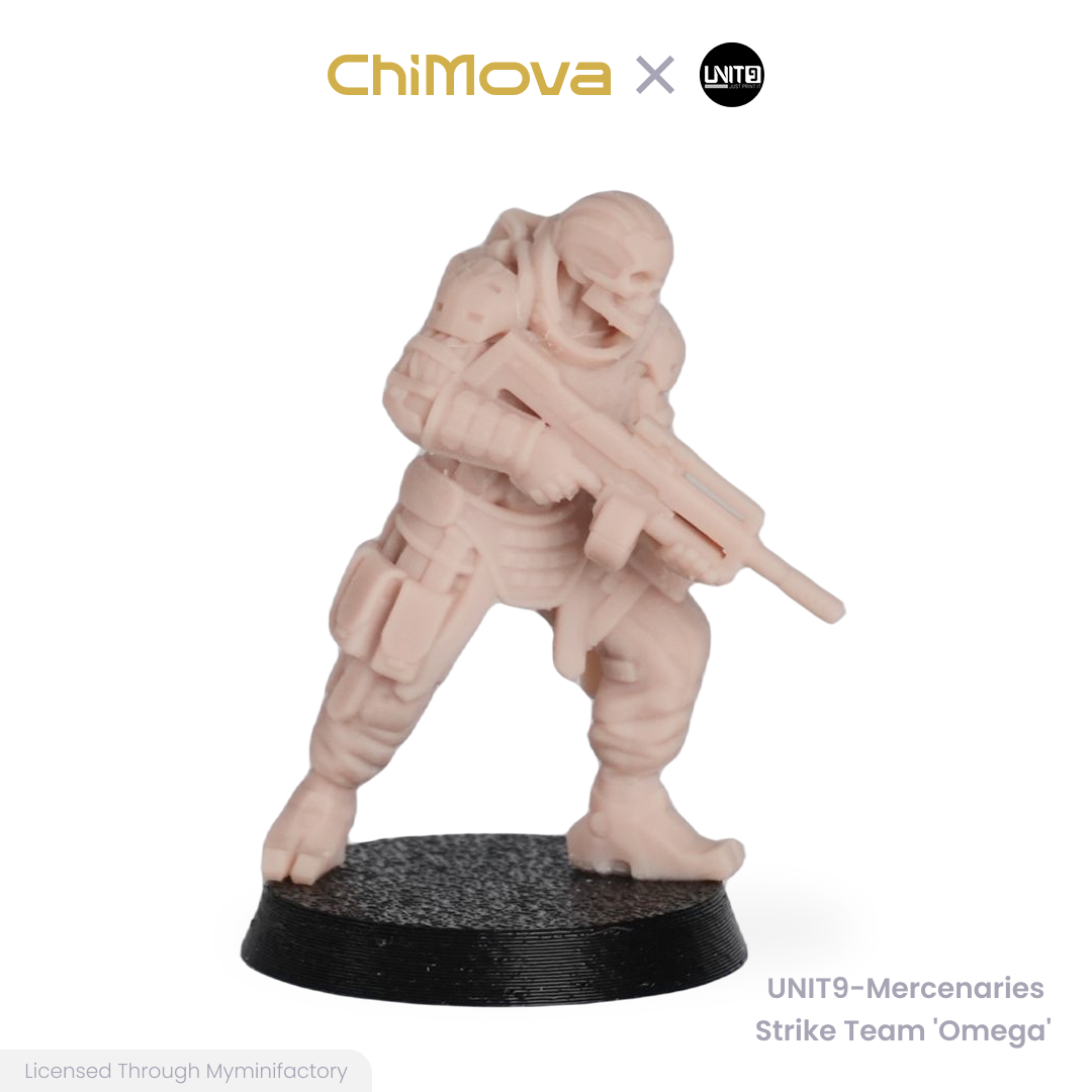 UNIT9 Mercenaries Strike team 'Omega' unpainted 32mm resin miniature set for DND tabletop gaming and collectors, view 8