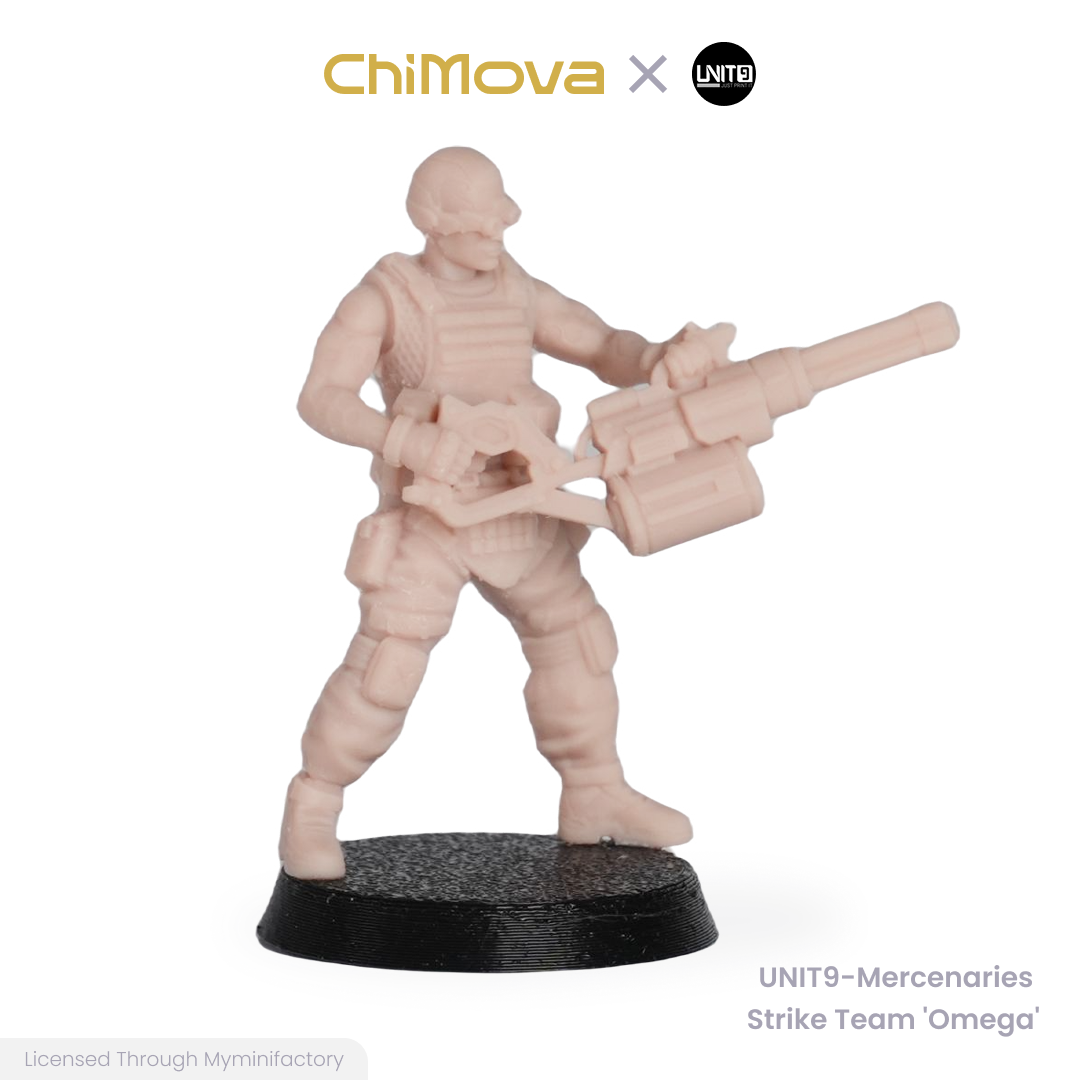 UNIT9 Mercenaries Strike team 'Omega' unpainted 32mm resin miniature set for DND tabletop gaming and collectors, view 10