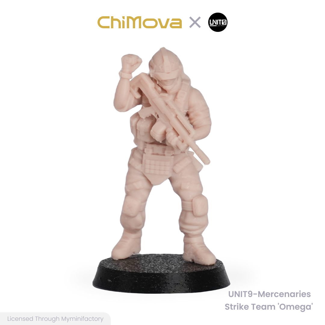 UNIT9 Mercenaries Strike team 'Omega' unpainted 32mm resin miniature set for DND tabletop gaming and collectors, view 11