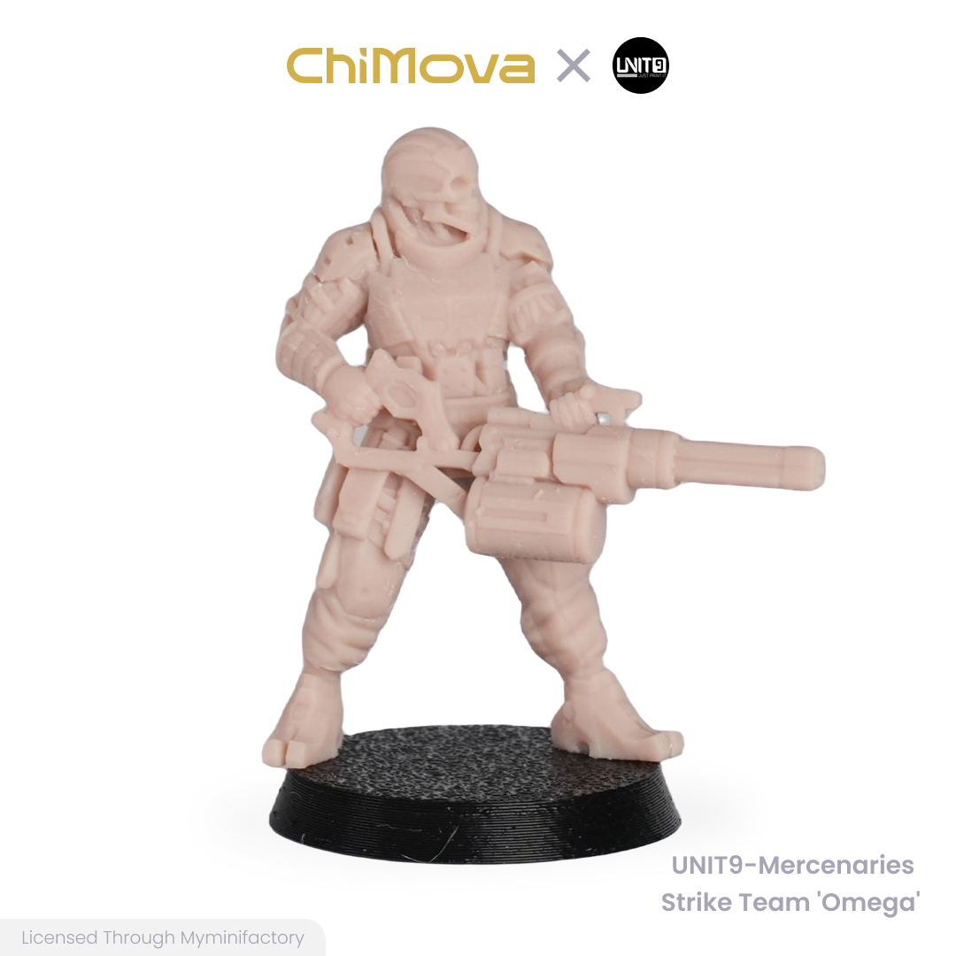 UNIT9 Mercenaries Strike team 'Omega' unpainted 32mm resin miniature set for DND tabletop gaming and collectors, view 13