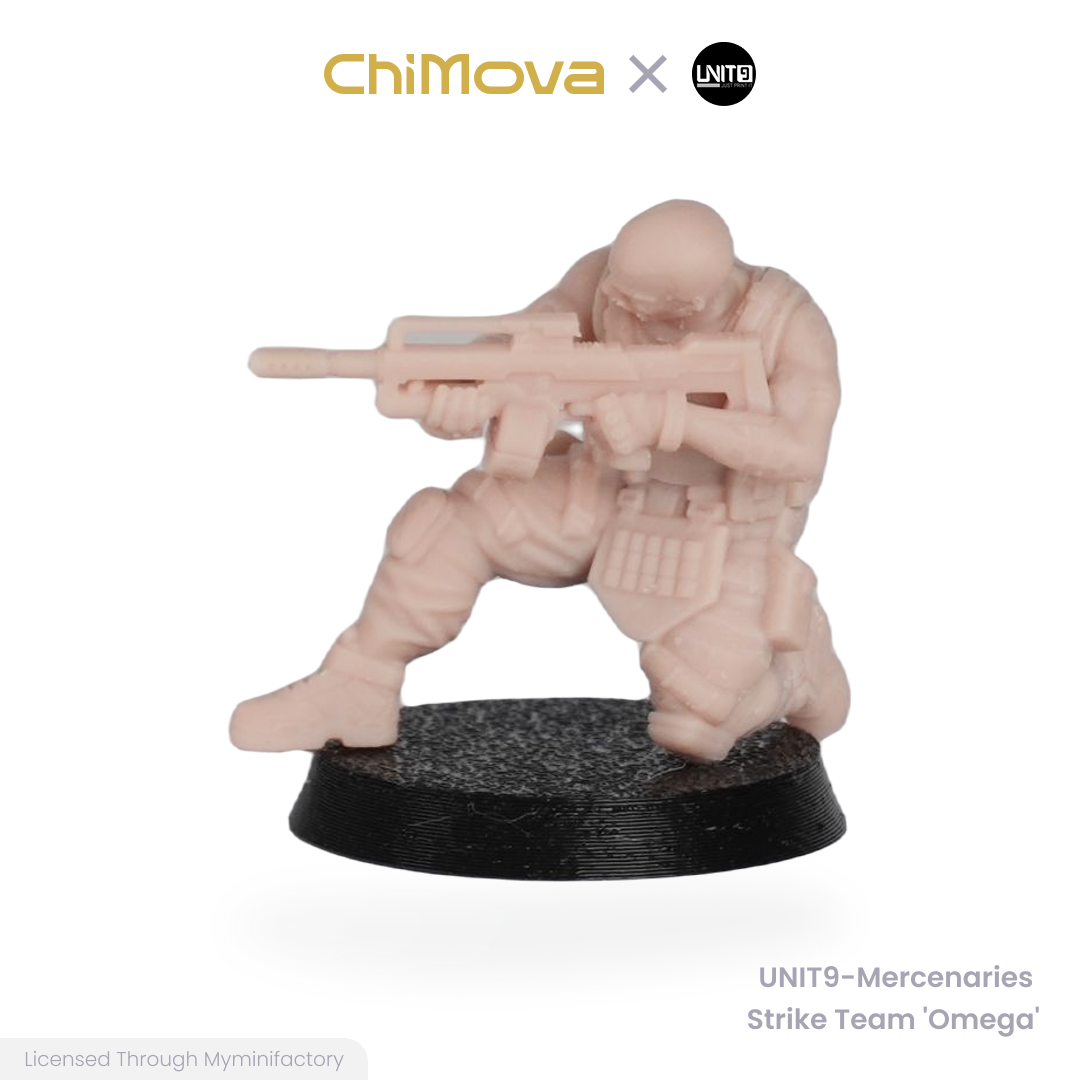 UNIT9 Mercenaries Strike team 'Omega' unpainted 32mm resin miniature set for DND tabletop gaming and collectors, view 14