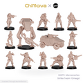 UNIT9 Mercenaries Strike team 'Omega' unpainted 32mm resin miniature set for DND tabletop gaming and collectors, view 1