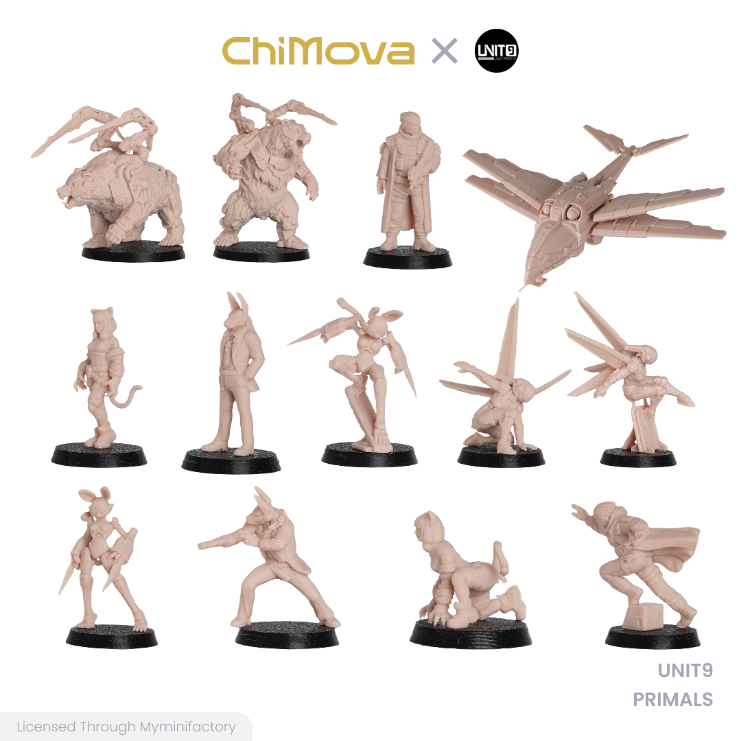UNIT9: PRIMALS - Unpainted 32mm Resin Miniature Set for War Games