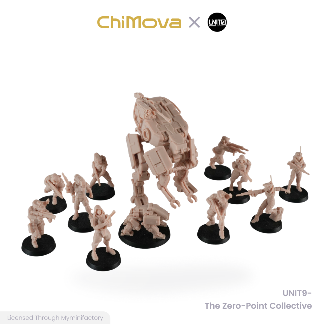 UNIT9 The Zero Point Collective unpainted 32mm resin miniature set for DND tabletop gaming and collectors, view 2