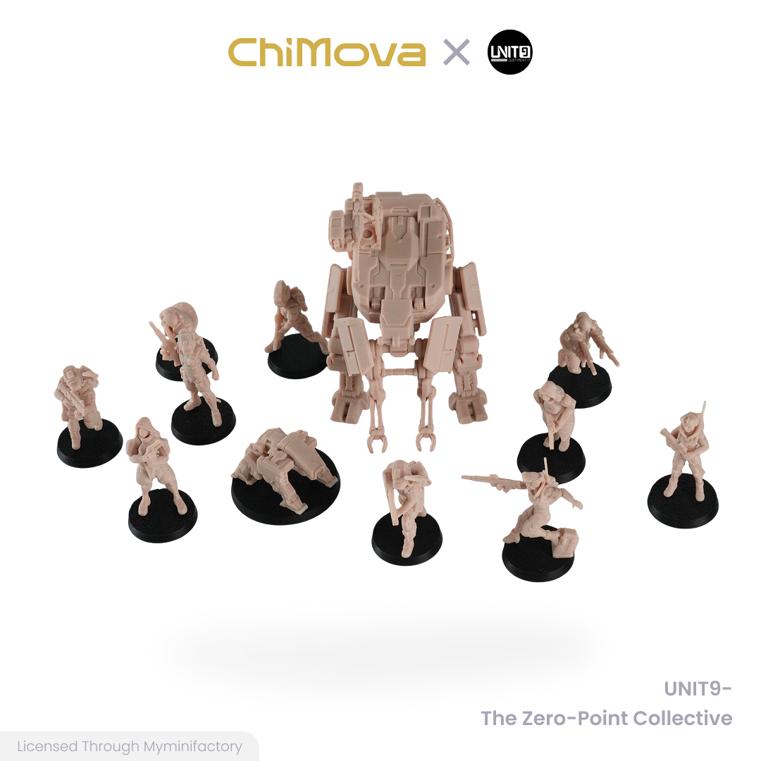 UNIT9 The Zero Point Collective unpainted 32mm resin miniature set for DND tabletop gaming and collectors, view 1