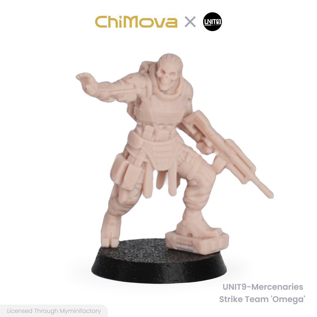 UNIT9 Mercenaries Strike team 'Omega' unpainted 32mm resin miniature set for DND tabletop gaming and collectors, view 17