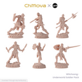 Witchsong Miniatures: Underworld Soldier Pack - Unpainted 25mm Resin Miniature Set for DND & TRPG