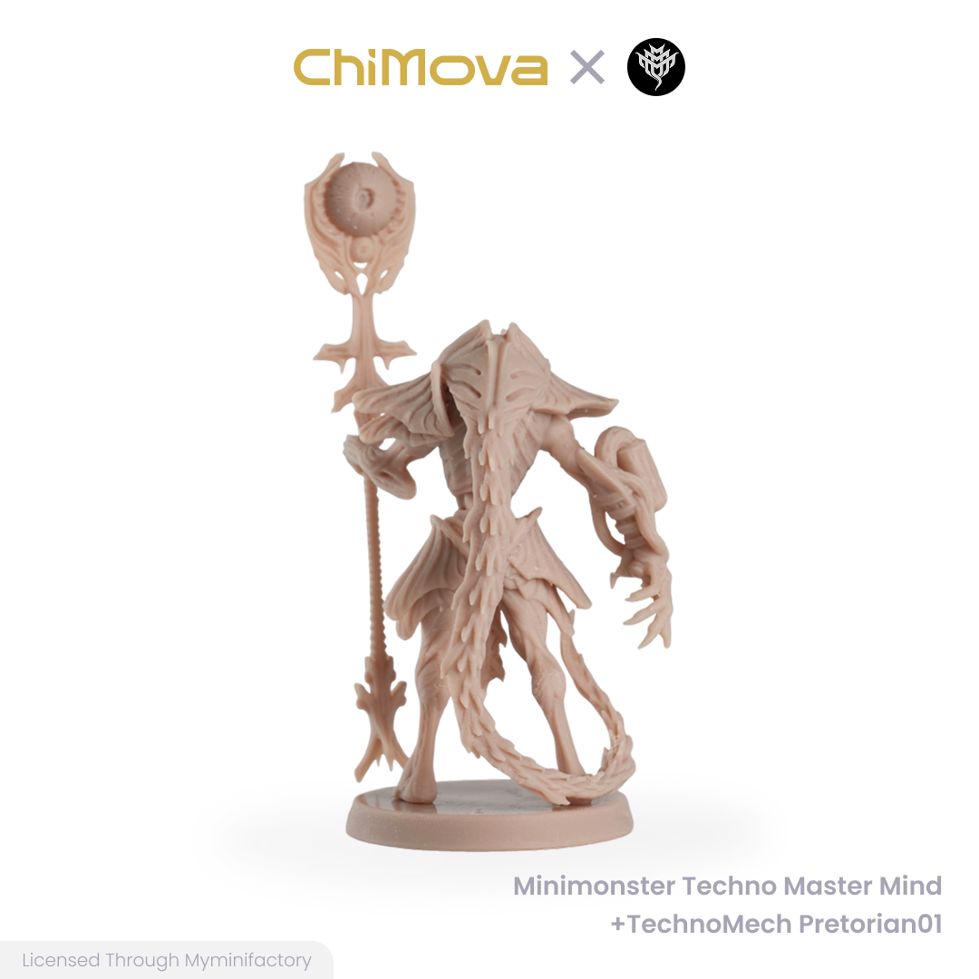 Mini Monster Mayhem Techno Master Mind Technomech Pretorian unpainted 32mm resin miniature set for DND tabletop, view 4