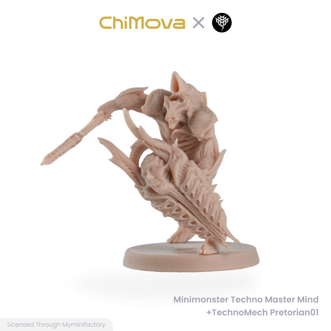 Mini Monster Mayhem Techno Master Mind Technomech Pretorian unpainted 32mm resin miniature set for DND tabletop, view 5