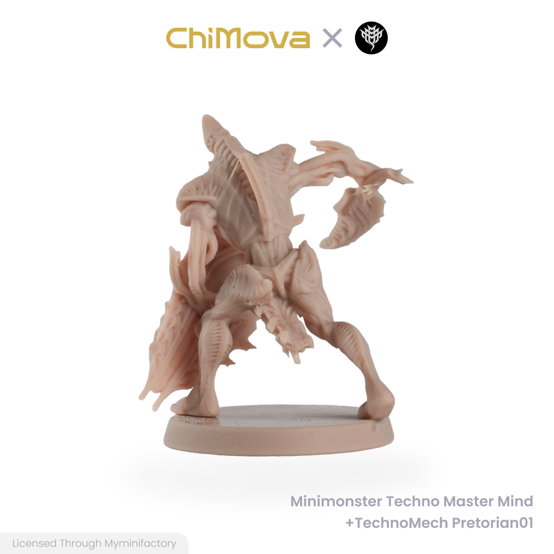 Mini Monster Mayhem Techno Master Mind Technomech Pretorian unpainted 32mm resin miniature set for DND tabletop, view 6