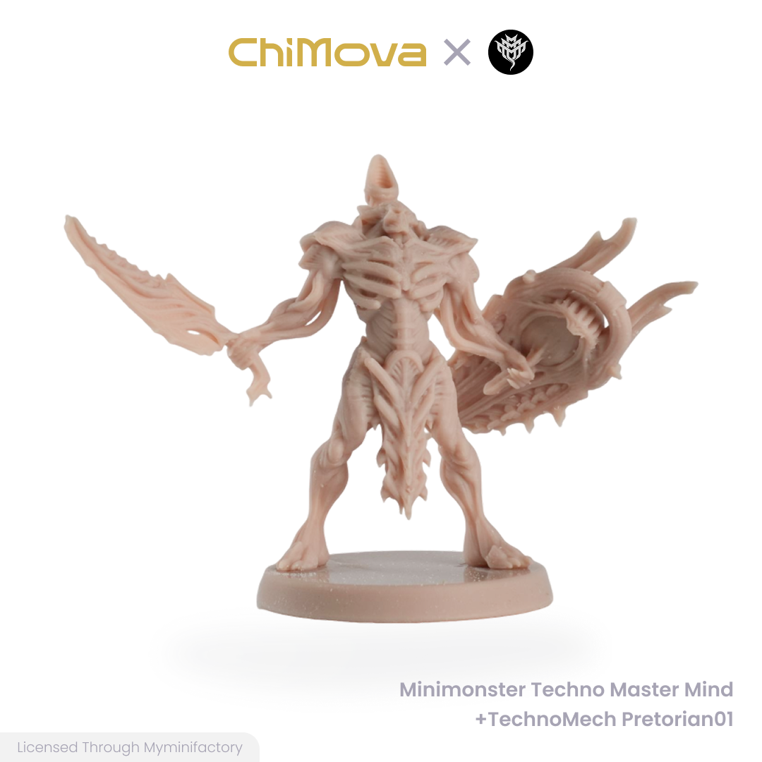 Mini Monster Mayhem Techno Master Mind Technomech Pretorian unpainted 32mm resin miniature set for DND tabletop, view 7
