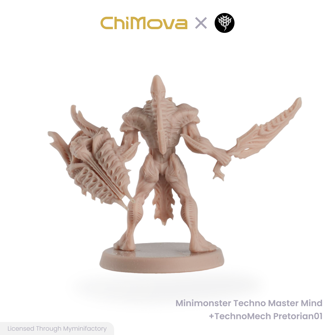 Mini Monster Mayhem Techno Master Mind Technomech Pretorian unpainted 32mm resin miniature set for DND tabletop, view 8