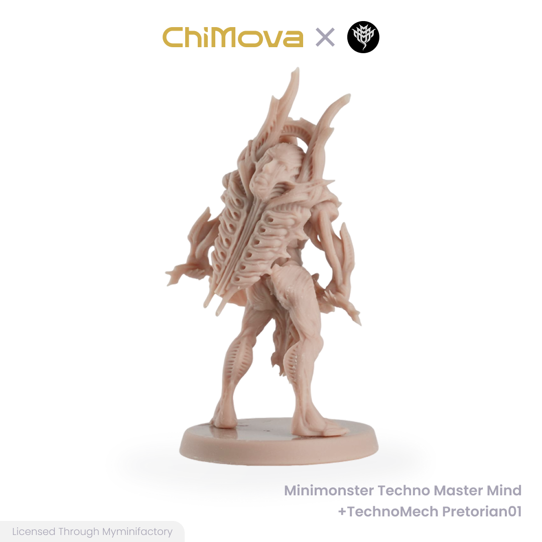 Mini Monster Mayhem Techno Master Mind Technomech Pretorian unpainted 32mm resin miniature set for DND tabletop, view 10